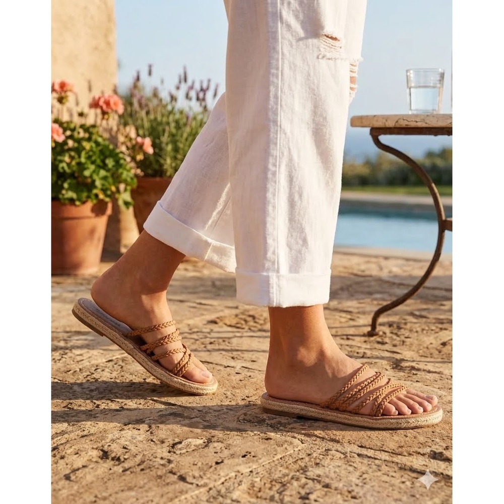 Madewell The Braided Boardwalk Espadrille Slide Sandals English Saddle MD777 8 - Picture 10 of 16